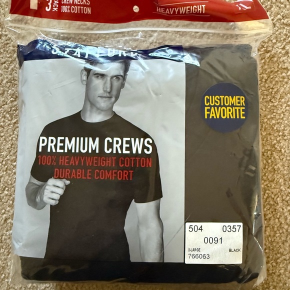 Stafford Heavyweight Black Crew Neck T-Shirt pack of 3 size XL NWT - Picture 1 of 3